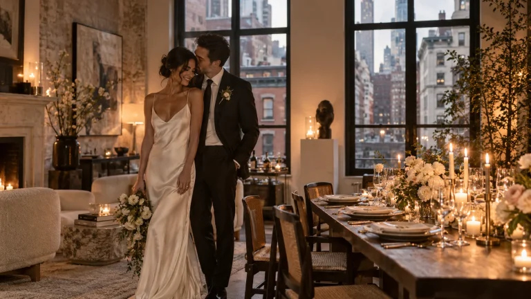 At-home wedding celebration in Tribeca, New York