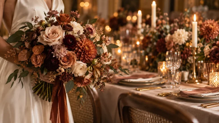 Autumn wedding flowers in warm seasonal colours