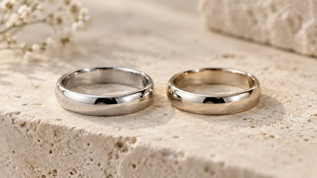 Platinum and white gold wedding rings comparison