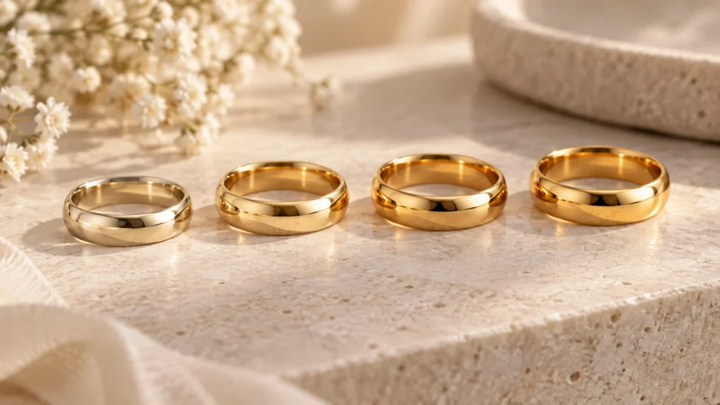 Wedding ring widths shown for comparison