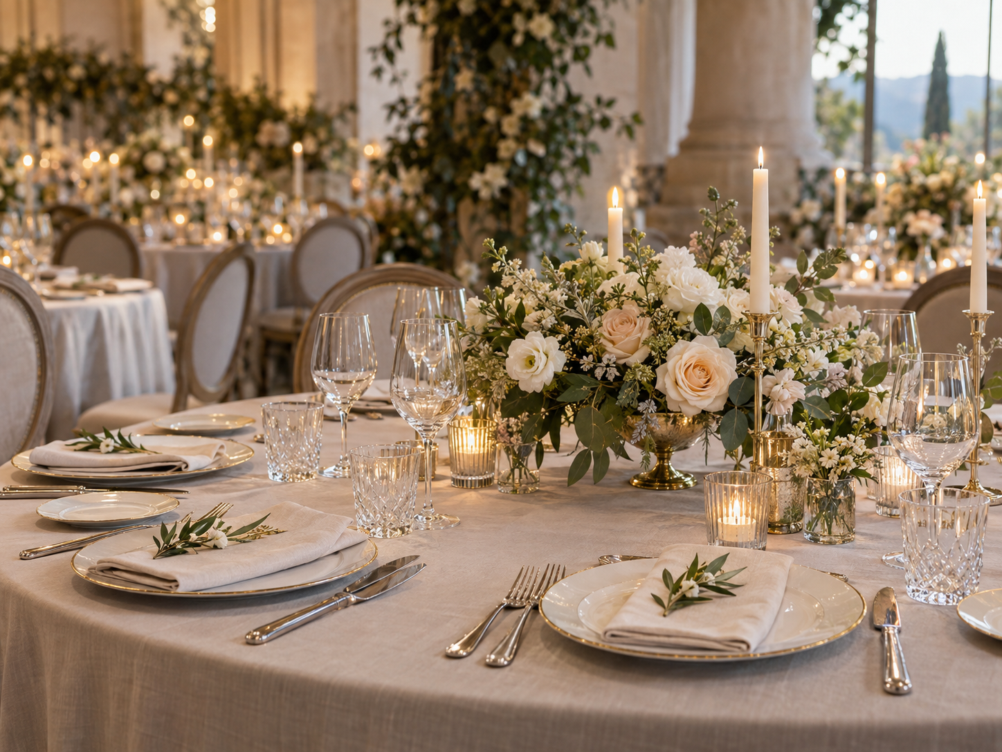 Elegant semi-formal wedding reception table